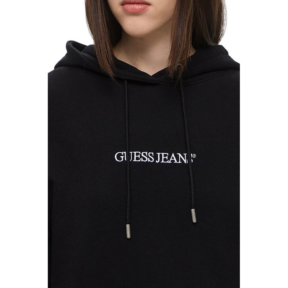 GUESS JEANS OVER HOOD EMBRO SWEATSHIRT ΦΟΥΤΕΡ ΓΥΝΑΙΚΕΙΟ BLACK
