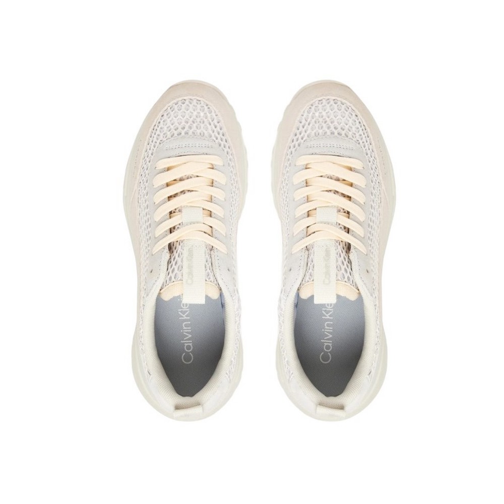 CALVIN KLEIN HIKE RUNNER LACE UP TECHMIX ΠΑΠΟΥΤΣΙ ΓΥΝΑΙΚΕΙΟ WHITE/GREY