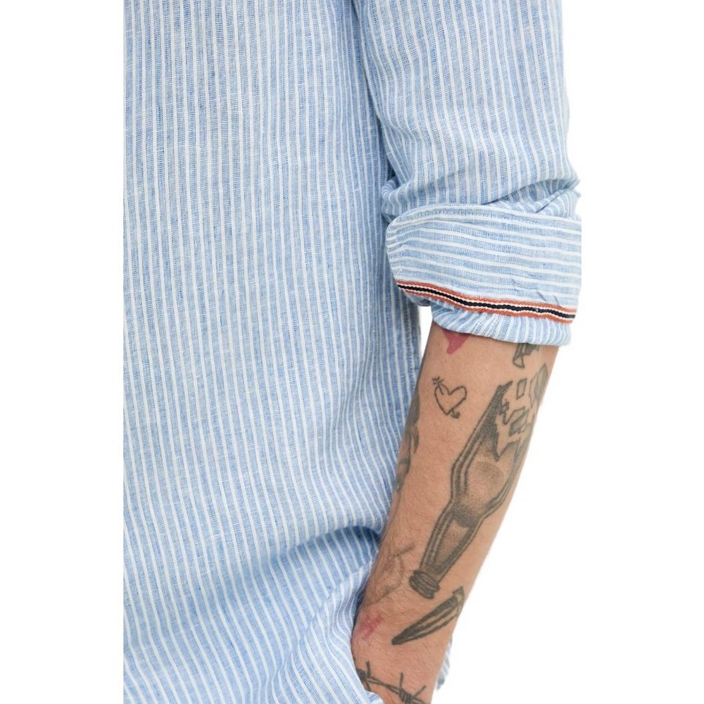 SUPERDRY D2 STUD VACATION LINEN SHIRT ΠΟΥΚΑΜΙΣΟ ΑΝΔΡΙΚΟ BLUE