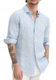 SUPERDRY D2 STUD VACATION LINEN SHIRT ΠΟΥΚΑΜΙΣΟ ΑΝΔΡΙΚΟ BLUE