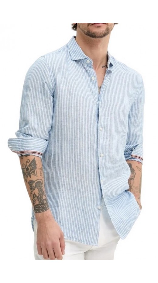 SUPERDRY D2 STUD VACATION LINEN SHIRT ΠΟΥΚΑΜΙΣΟ ΑΝΔΡΙΚΟ BLUE