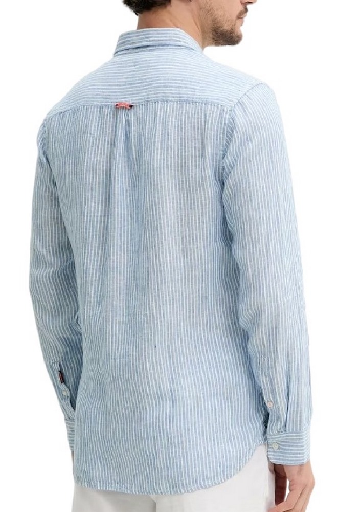 SUPERDRY D2 STUD VACATION LINEN SHIRT ΠΟΥΚΑΜΙΣΟ ΑΝΔΡΙΚΟ BLUE