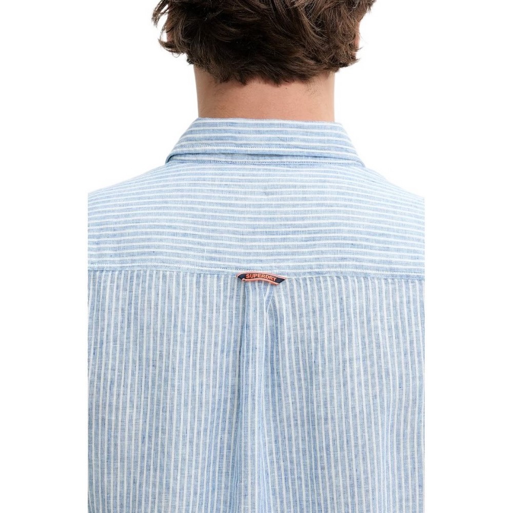 SUPERDRY D2 STUD VACATION LINEN SHIRT ΠΟΥΚΑΜΙΣΟ ΑΝΔΡΙΚΟ BLUE