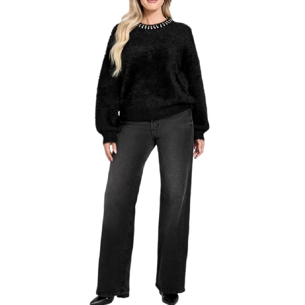 GUESS ARISA RHINESTONE SWTR ΜΠΛΟΥΖΑ ΠΛΕΚΤΗ ΓΥΝΑΙΚΕΙΑ BLACK