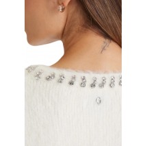 GUESS ARISA RHINESTONE SWTR ΜΠΛΟΥΖΑ ΠΛΕΚΤΗ ΓΥΝΑΙΚΕΙΑ OFF WHITE