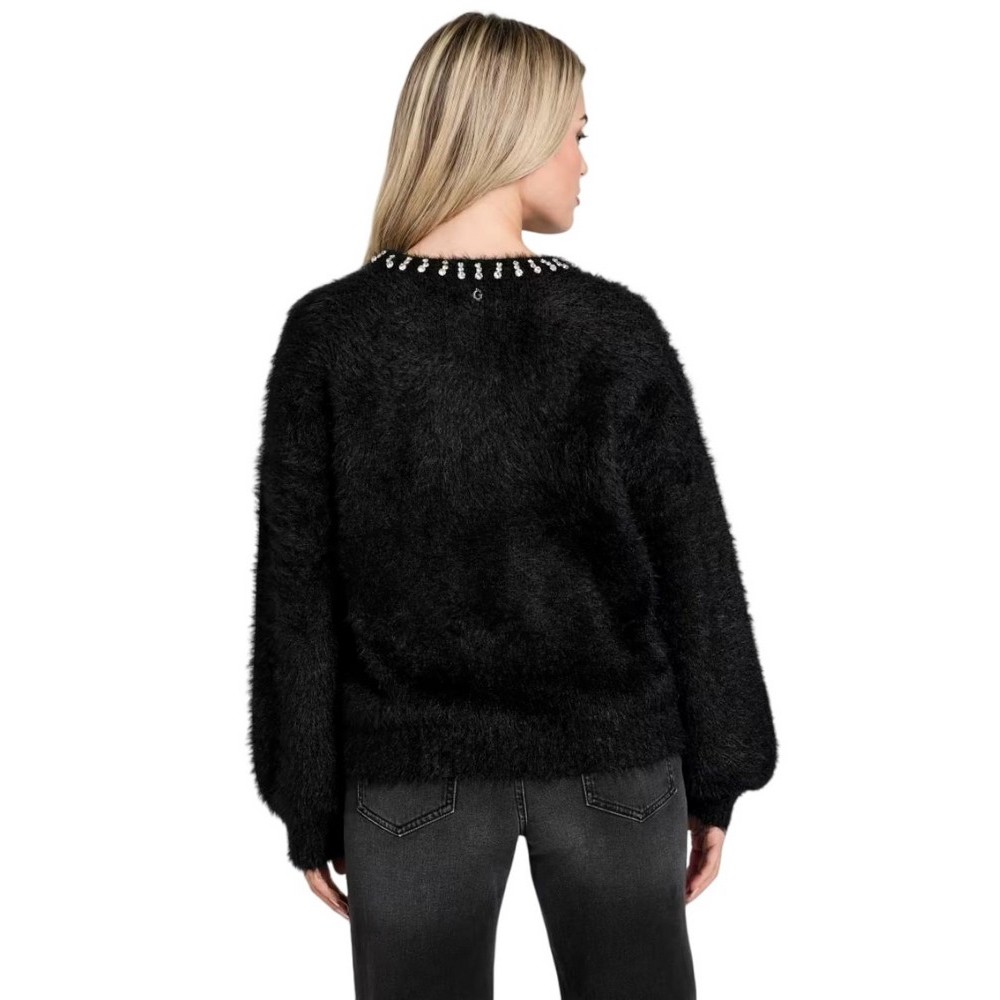 GUESS ARISA RHINESTONE SWTR ΜΠΛΟΥΖΑ ΠΛΕΚΤΗ ΓΥΝΑΙΚΕΙΑ BLACK