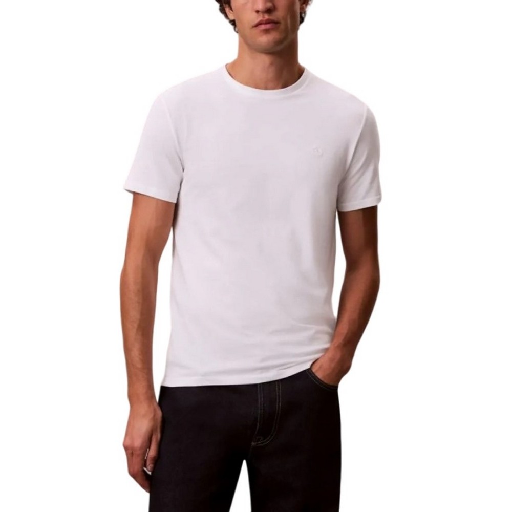 CALVIN KLEIN SUPIMA CHEST EMB CREWNECK T-SHIRT ΜΠΛΟΥΖΑ ΑΝΔΡΙΚΗ BRIGHT WHITE