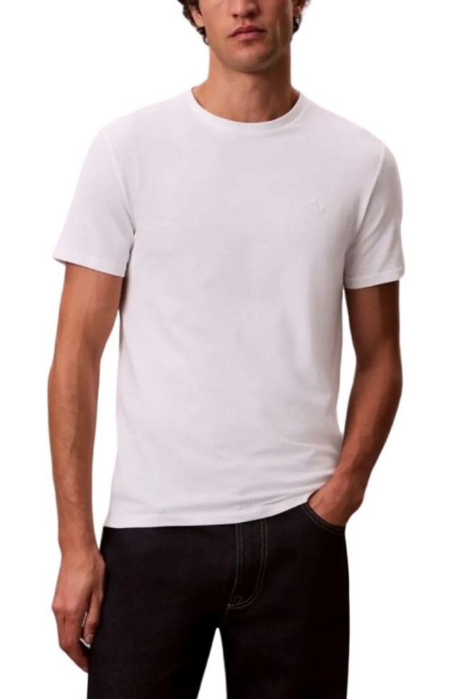 CALVIN KLEIN SUPIMA CHEST EMB CREWNECK T-SHIRT ΜΠΛΟΥΖΑ ΑΝΔΡΙΚΗ BRIGHT WHITE