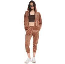DKNY VARSITY VELOUR RHINESTONE LOGO MID RISE JOGGER ΠΑΝΤΕΛΟΝΙ ΦΟΡΜΑ ΓΥΝΑΙΚΕΙΟ CARAMEL