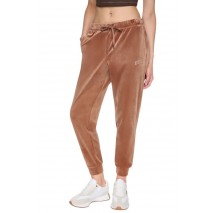 DKNY VARSITY VELOUR RHINESTONE LOGO MID RISE JOGGER ΠΑΝΤΕΛΟΝΙ ΦΟΡΜΑ ΓΥΝΑΙΚΕΙΟ CARAMEL