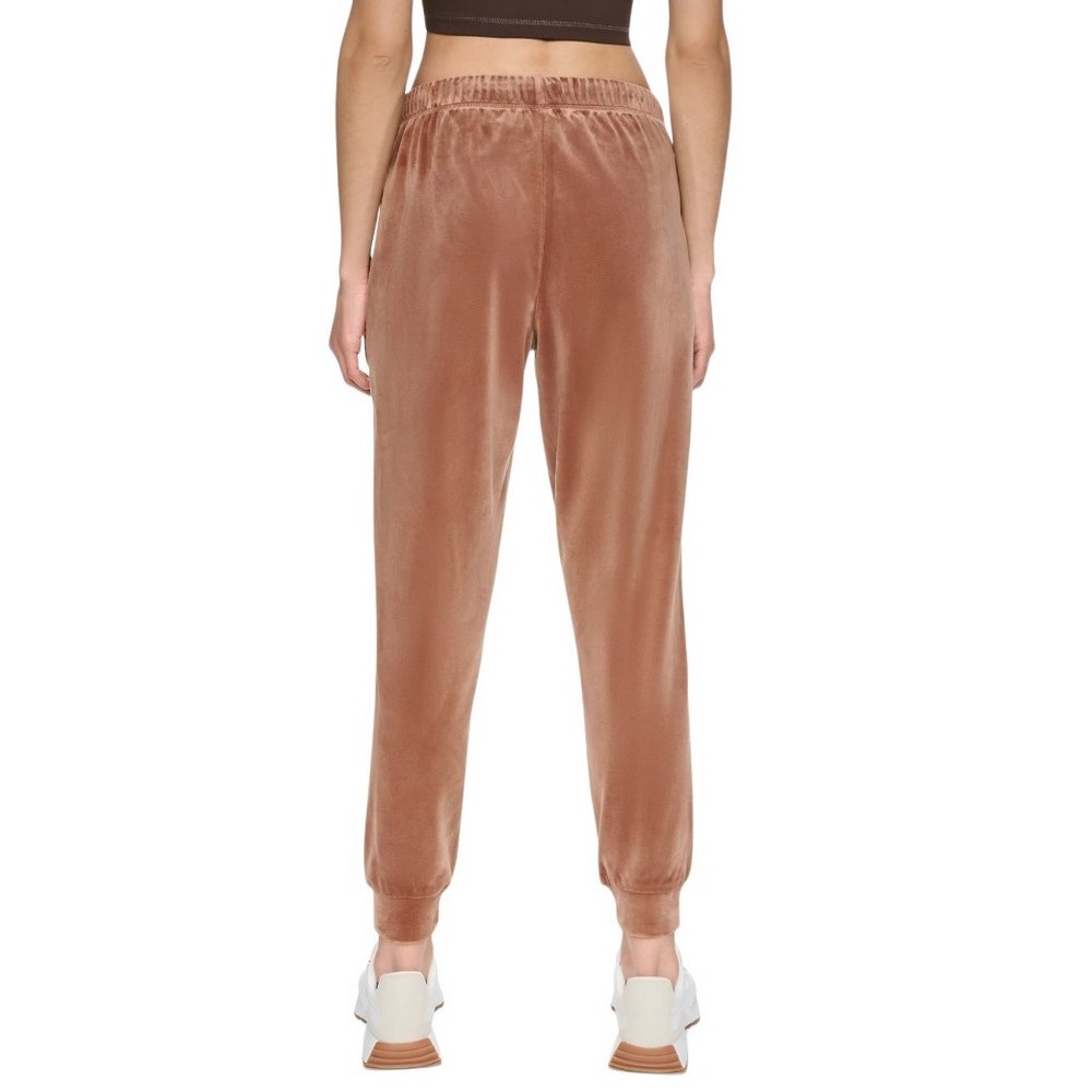 DKNY VARSITY VELOUR RHINESTONE LOGO MID RISE JOGGER ΠΑΝΤΕΛΟΝΙ ΦΟΡΜΑ ΓΥΝΑΙΚΕΙΟ CARAMEL