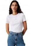CALVIN KLEIN JEANS WOVEN LABEL RIB BABY T-SHIRT ΜΠΛΟΥΖΑ ΓΥΝΑΙΚΕΙΑ BRIGHT WHITE