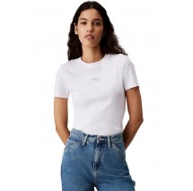CALVIN KLEIN JEANS WOVEN LABEL RIB BABY T-SHIRT ΜΠΛΟΥΖΑ ΓΥΝΑΙΚΕΙΑ BRIGHT WHITE
