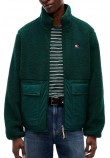 TOMMY JEANS ESSENTIAL MIX TEDDY JACKET ΜΠΟΥΦΑΝ ΑΝΔΡΙΚΟ DARK GREEN