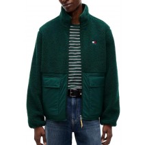 TOMMY JEANS ESSENTIAL MIX TEDDY JACKET ΜΠΟΥΦΑΝ ΑΝΔΡΙΚΟ DARK GREEN