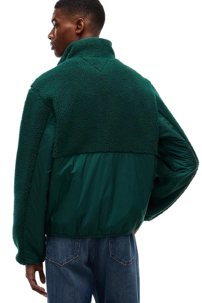 TOMMY JEANS ESSENTIAL MIX TEDDY JACKET ΜΠΟΥΦΑΝ ΑΝΔΡΙΚΟ DARK GREEN
