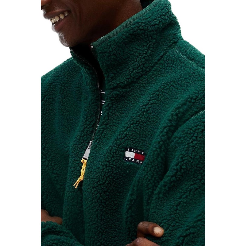 TOMMY JEANS ESSENTIAL MIX TEDDY JACKET ΜΠΟΥΦΑΝ ΑΝΔΡΙΚΟ DARK GREEN