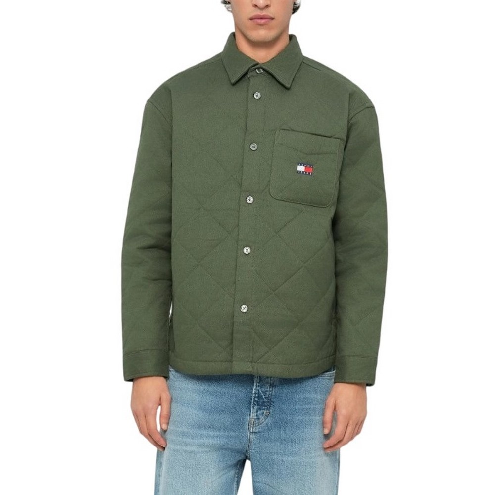 TOMMY JEANS QUILTED PADDED OVERSHIRT ΜΠΟΥΦΑΝ ΑΝΔΡΙΚΟ GREEN