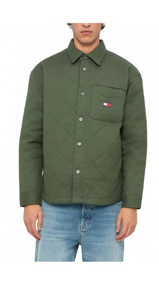 TOMMY JEANS QUILTED PADDED OVERSHIRT ΜΠΟΥΦΑΝ ΑΝΔΡΙΚΟ GREEN