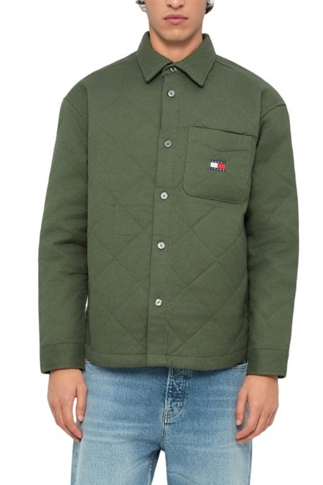 TOMMY JEANS QUILTED PADDED OVERSHIRT ΜΠΟΥΦΑΝ ΑΝΔΡΙΚΟ GREEN