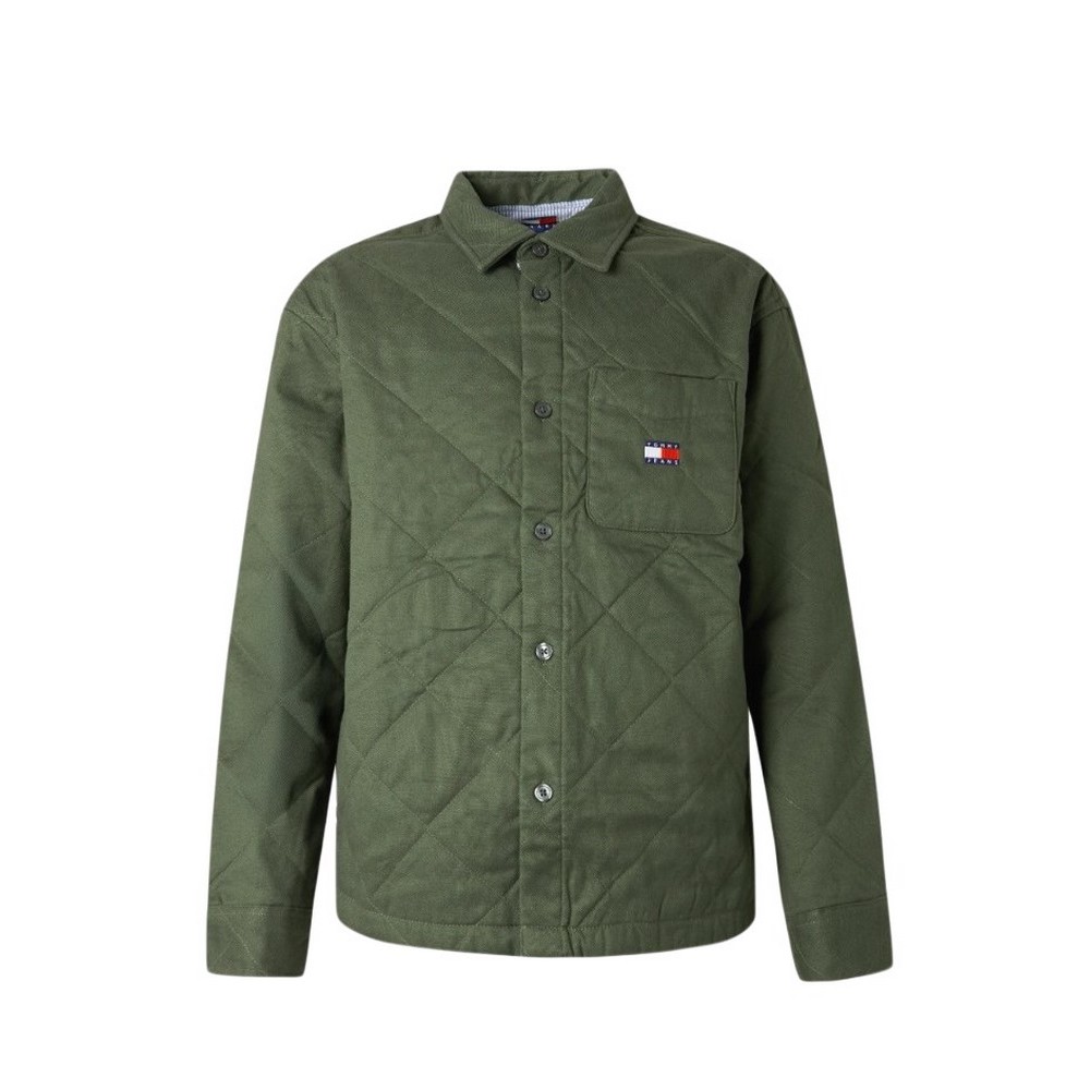 TOMMY JEANS QUILTED PADDED OVERSHIRT ΜΠΟΥΦΑΝ ΑΝΔΡΙΚΟ GREEN