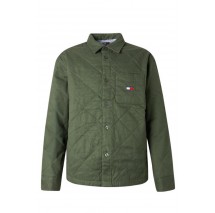 TOMMY JEANS QUILTED PADDED OVERSHIRT ΜΠΟΥΦΑΝ ΑΝΔΡΙΚΟ GREEN