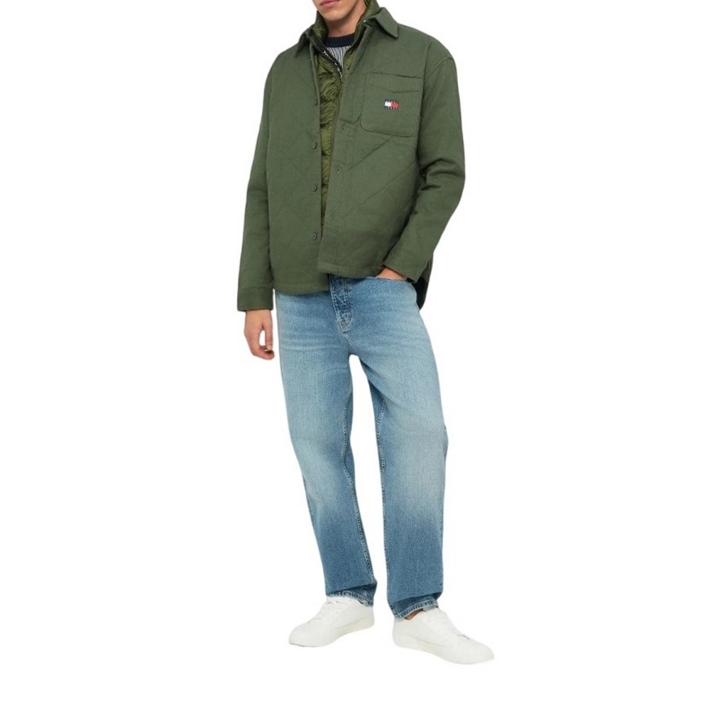 TOMMY JEANS QUILTED PADDED OVERSHIRT ΜΠΟΥΦΑΝ ΑΝΔΡΙΚΟ GREEN