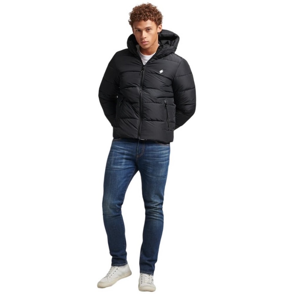 SUPERDRY HOODED SPORTS JACKET ΜΠΟΥΦΑΝ ΑΝΔΡΙΚΟ BLACK