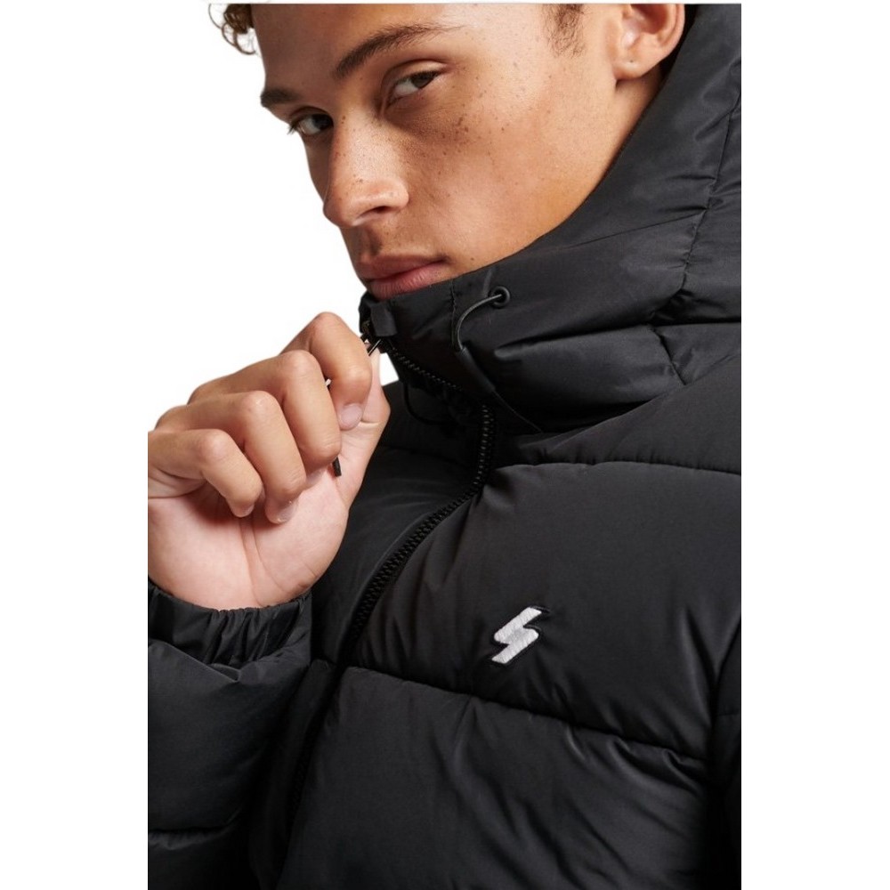 SUPERDRY HOODED SPORTS JACKET ΜΠΟΥΦΑΝ ΑΝΔΡΙΚΟ BLACK