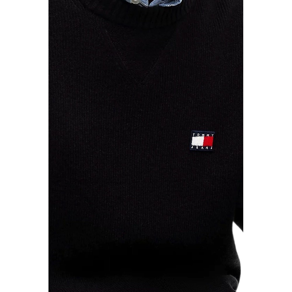 TOMMY JEANS REG WOOL MIX SWEATER ΜΠΛΟΥΖΑ ΠΛΕΚΤΗ ΑΝΔΡΙΚΗ BLACK