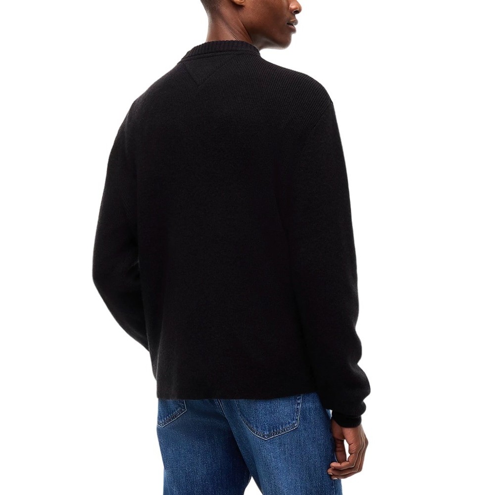 TOMMY JEANS REG WOOL MIX SWEATER ΜΠΛΟΥΖΑ ΠΛΕΚΤΗ ΑΝΔΡΙΚΗ BLACK