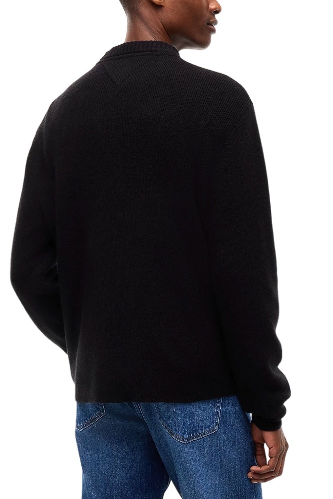 TOMMY JEANS REG WOOL MIX SWEATER ΜΠΛΟΥΖΑ ΠΛΕΚΤΗ ΑΝΔΡΙΚΗ BLACK