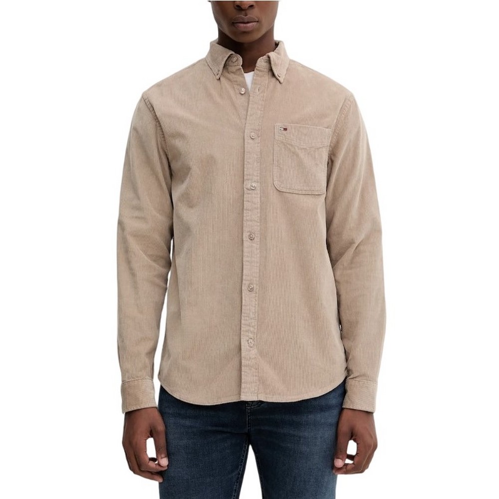 TOMMY JEANS REG BABY CORD SHIRT EXT ΠΟΥΚΑΜΙΣΟ ΑΝΔΡΙΚΟ TAUPE