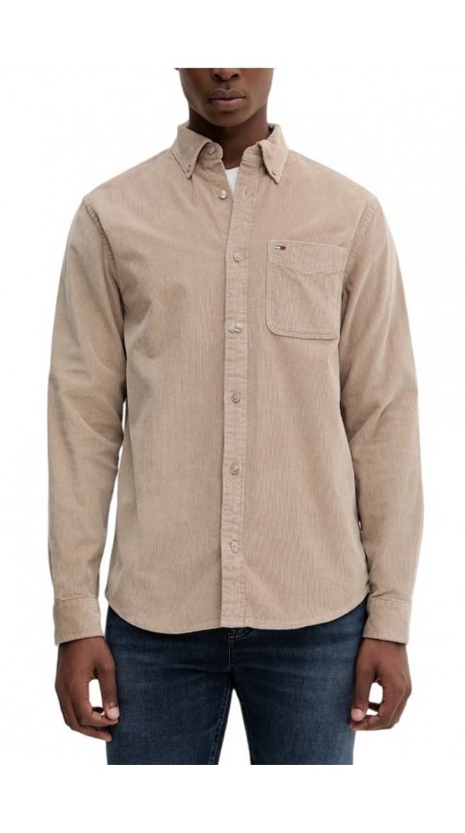 TOMMY JEANS REG BABY CORD SHIRT EXT ΠΟΥΚΑΜΙΣΟ ΑΝΔΡΙΚΟ TAUPE