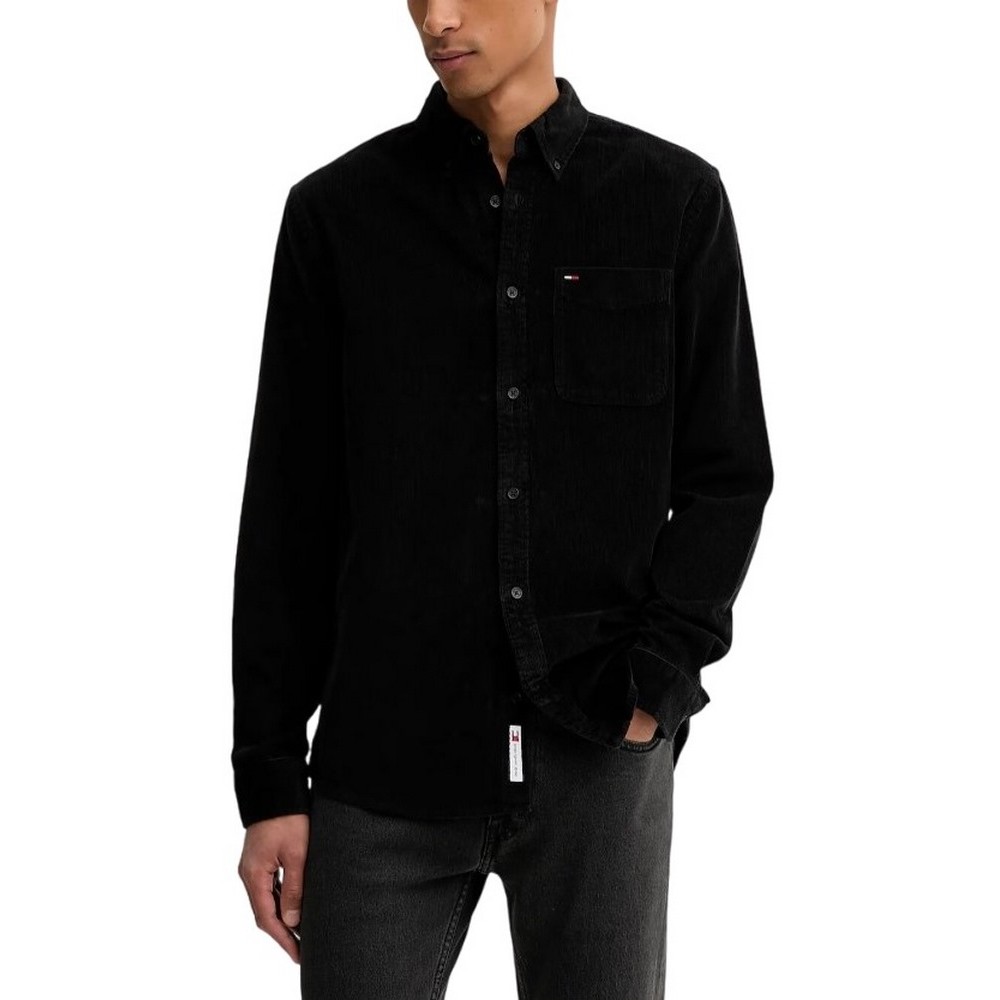 TOMMY JEANS REG BABY CORD SHIRT EXT ΠΟΥΚΑΜΙΣΟ ΑΝΔΡΙΚΟ BLACK