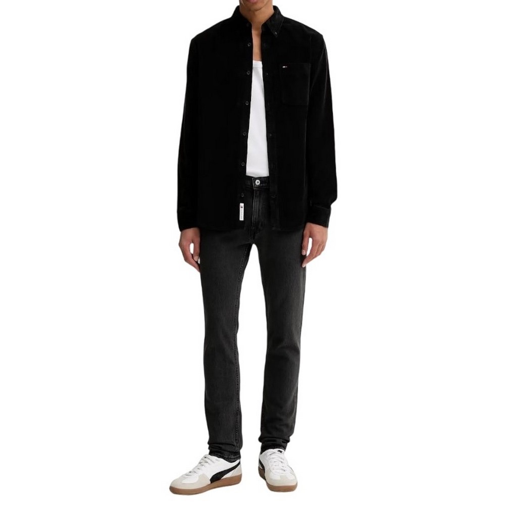 TOMMY JEANS REG BABY CORD SHIRT EXT ΠΟΥΚΑΜΙΣΟ ΑΝΔΡΙΚΟ BLACK
