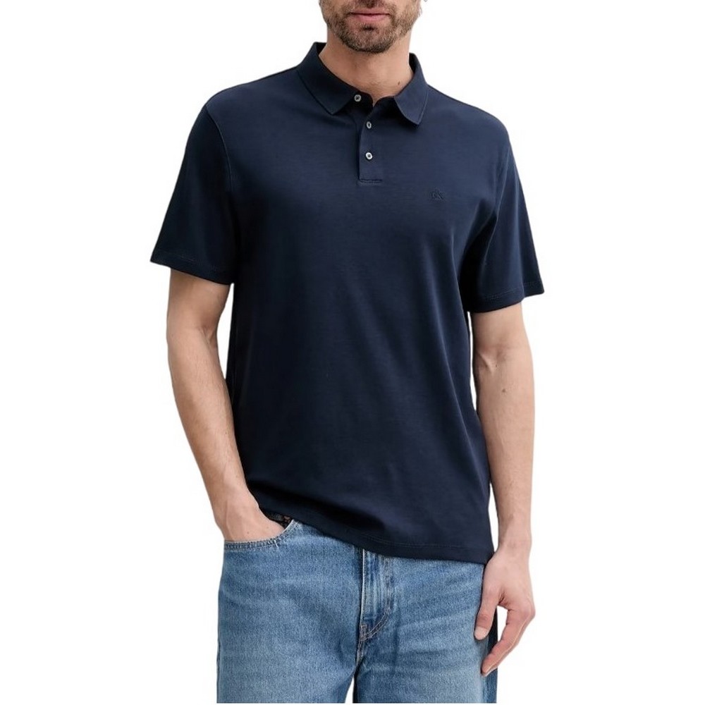 CALVIN KLEIN SS SUPIMA CHEST EMB POLO T-SHIRT ΜΠΛΟΥΖΑ ΑΝΔΡΙΚΗ NAVY