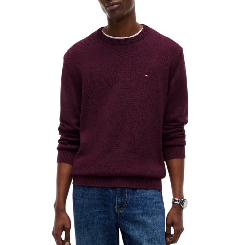 TOMMY JEANS SLIM ESS SWEATER EXT ΜΠΛΟΥΖΑ ΠΛΕΚΤΗ ΑΝΔΡΙΚΗ BERRY