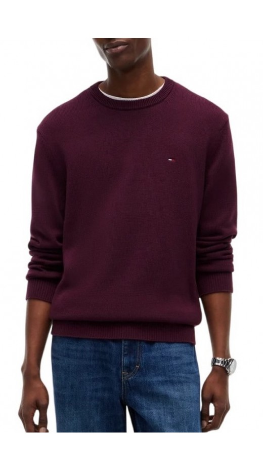 TOMMY JEANS SLIM ESS SWEATER EXT ΜΠΛΟΥΖΑ ΠΛΕΚΤΗ ΑΝΔΡΙΚΗ BERRY