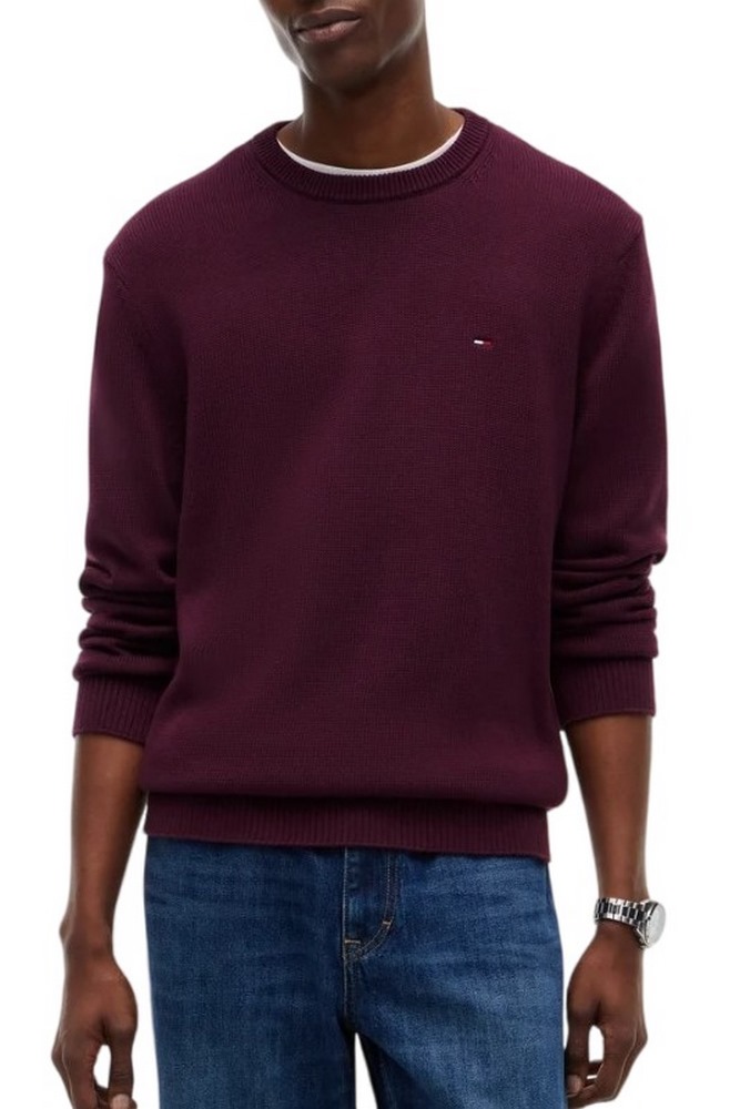 TOMMY JEANS SLIM ESS SWEATER EXT ΜΠΛΟΥΖΑ ΠΛΕΚΤΗ ΑΝΔΡΙΚΗ BERRY