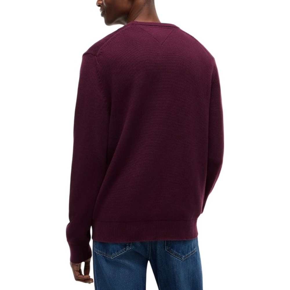 TOMMY JEANS SLIM ESS SWEATER EXT ΜΠΛΟΥΖΑ ΠΛΕΚΤΗ ΑΝΔΡΙΚΗ BERRY