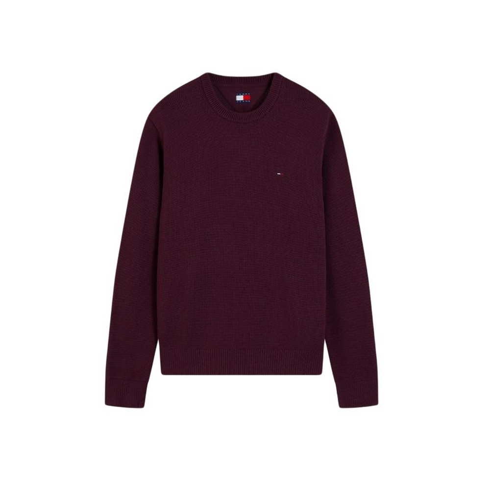 TOMMY JEANS SLIM ESS SWEATER EXT ΜΠΛΟΥΖΑ ΠΛΕΚΤΗ ΑΝΔΡΙΚΗ BERRY