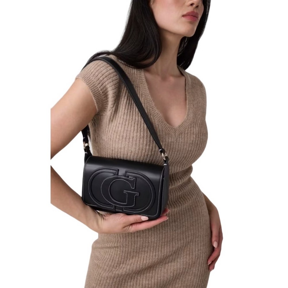 GUESS RUBY FLAP SHOULDER BAG ΤΣΑΝΤΑ ΓΥΝΑΙΚΕΙΑ BLACK