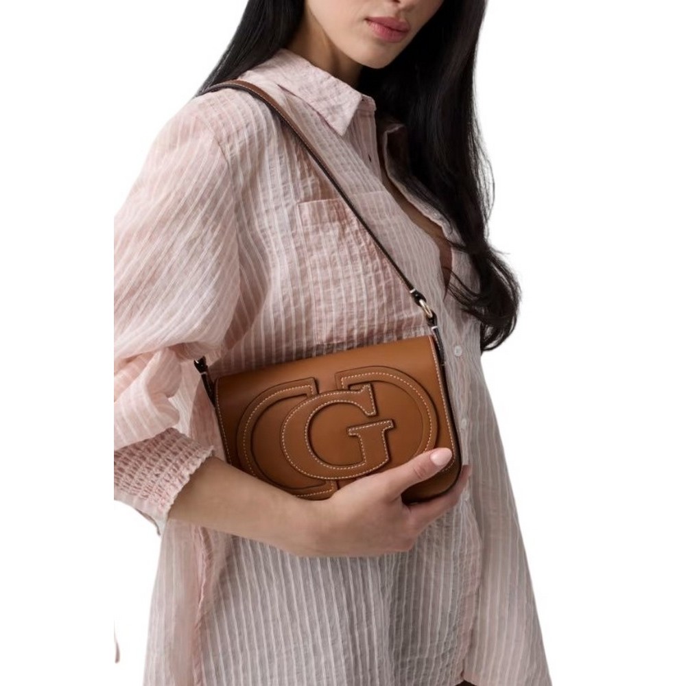 GUESS RUBY FLAP SHOULDER BAG ΤΣΑΝΤΑ ΓΥΝΑΙΚΕΙΑ CARAMEL