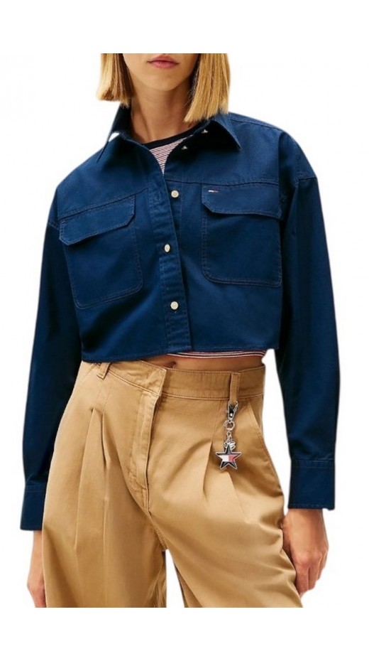 TOMMY JEANS CROPPED UTILITY SHIRT ΠΟΥΚΑΜΙΣΟ ΓΥΝΑΙΚΕΙΟ DARK NAVY