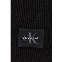 CALVIN KLEIN MONOLOGO PATCH RIB KNIT SCARF ΚΑΣΚΟΛ ΑΝΔΡΙΚΟ BLACK