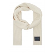 CALVIN KLEIN MONOLOGO PATCH RIB KNIT SCARF ΚΑΣΚΟΛ ΑΝΔΡΙΚΟ OFF WHITE