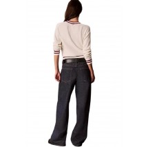 CALVIN KLEIN JEANS WOVEN LABEL CREWNECK SWEATER ΜΠΛΟΥΖΑ ΠΛΕΚΤΗ ΓΥΝΑΙΚΕΙΑ OFF WHITE
