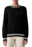 CALVIN KLEIN JEANS WOVEN LABEL CREWNECK SWEATER ΜΠΛΟΥΖΑ ΠΛΕΚΤΗ ΓΥΝΑΙΚΕΙΑ BLACK