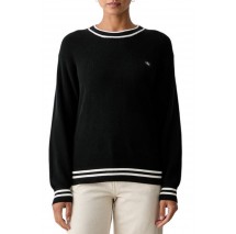 CALVIN KLEIN JEANS WOVEN LABEL CREWNECK SWEATER ΜΠΛΟΥΖΑ ΠΛΕΚΤΗ ΓΥΝΑΙΚΕΙΑ BLACK